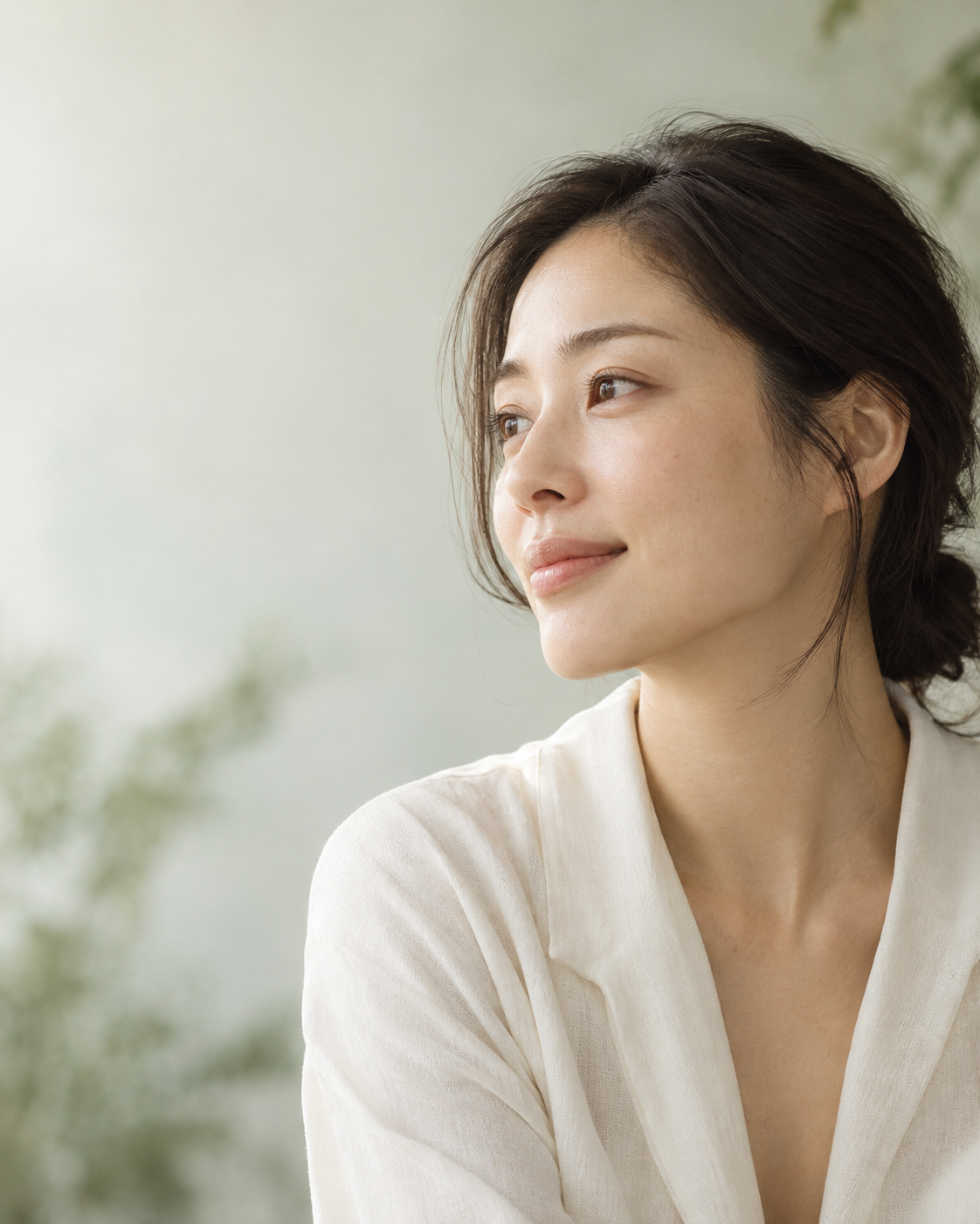 自然光下的女性肌肤与舒缓生活氛围